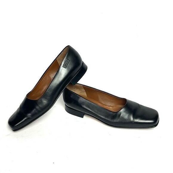 BALLY Wandei  Leather Shoes Black Low Heel Square Toe made in Switzerland US 7,5 - Picture 2 of 15